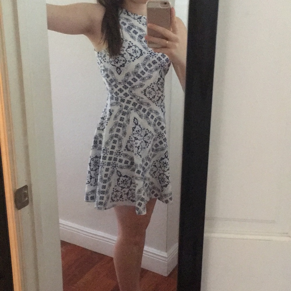 Blue and white dress